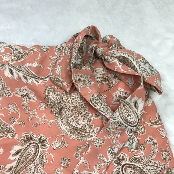 Paper Crane Paisley Skirt Women's Small Peach, Neutral Lined Tie Elastic Waist - Picture 9 of 10